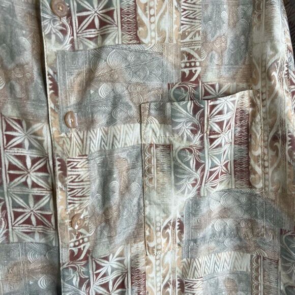 Weekender Casual Lifestyle Finest Silk Blend Short Sleeve Button Up Shirt Sz LG - Picture 5 of 6